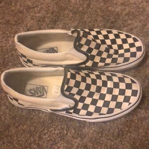 Checkered slip on vans